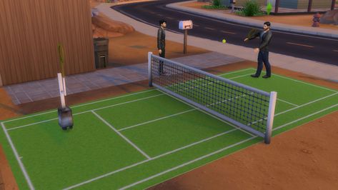 Semi functional tennis court. Hello guys and girls. I have finished this item. With this your adults sims will play tennis with a robot ( thats why is semi functional) and gain fitness skill, fun and... Sims 4 Cc Tennis Court, Sims 4 Tennis Mod, Sims 4 Run Down Cc, Sims 4 Tennis Court, Sims 4 Tennis Cc, Sims 4 Cc Best, Sims School, Tennis Attire, Around The Sims 4