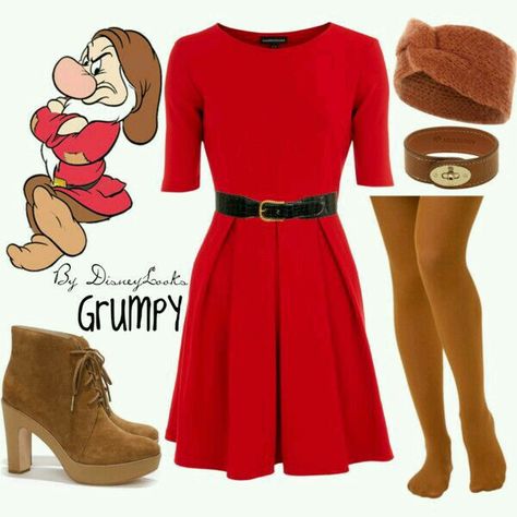 Disneybound Grumpy from Snow White and the Seven Dwarfs inspired outfit Snow White Outfits, Disney Character Outfits, Disneybound Outfits, Disney Characters Costumes, Dress Tights, Disney Costume, Disney Themed Outfits, Cute Disney Outfits, Disney Dress