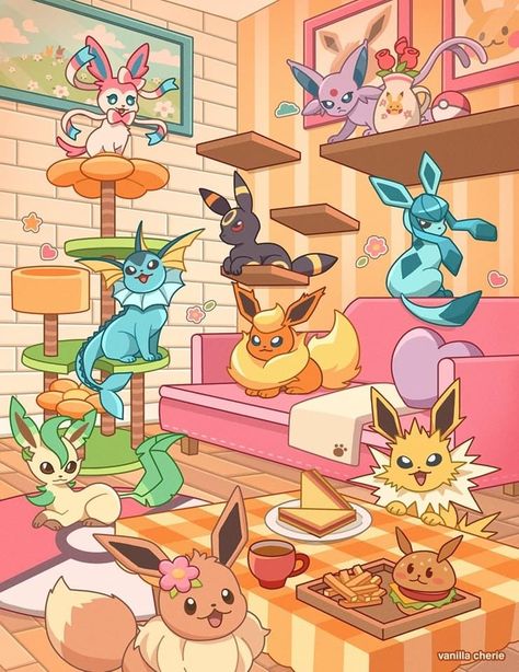 Eevee Wallpaper, Cute Pokemon Art, Eevee Cute, Pokemon Eevee Evolutions, Pokemon Backgrounds, Cool Pokemon Wallpapers, Oc Pokemon, Pokemon Eeveelutions, Cute Pokemon Pictures