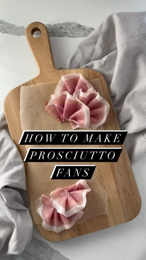 wildsaltstudio on Instagram: 💕💖I’m in LOVE with prosciutto fans. Not sorry ‘bout it. #reelsinstagram #foodreels #reelstutorial #foodtutorial #recipereel Prosciutto Presentation, Procuitto Charcuterie Board, Prosciutto On Charcuterie Board, How To Style Prosciutto, How To Roll Prosciutto For Cheese Board, Charcuterie Board Prosciutto, Prosciutto Flower, How To Fold Prosciutto For Charcuterie, Prosciutto Board