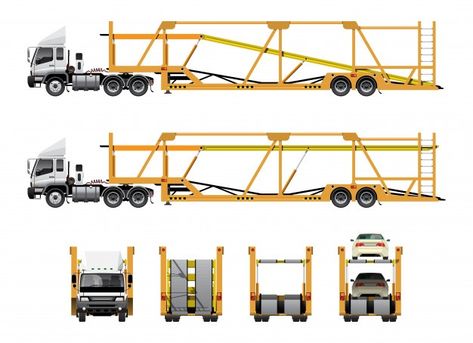 Truck trailer container Vectors, Photos and PSD files | Free Download Hot Wheels Wall Storage, Car Carrier Truck, 3d Blueprint, Hot Wheels Wall, Truck Icon, Trailer Plans, Truck Transport, Freight Truck, Car Carrier