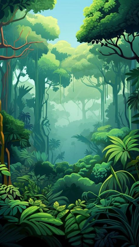 Beautiful Scenery Paintings, Creative Mind Map, Jungle Background, Jungle Illustration, Diy Wall Painting, Kids Background, Forest Background, Wonders Of Nature, Scenery Paintings