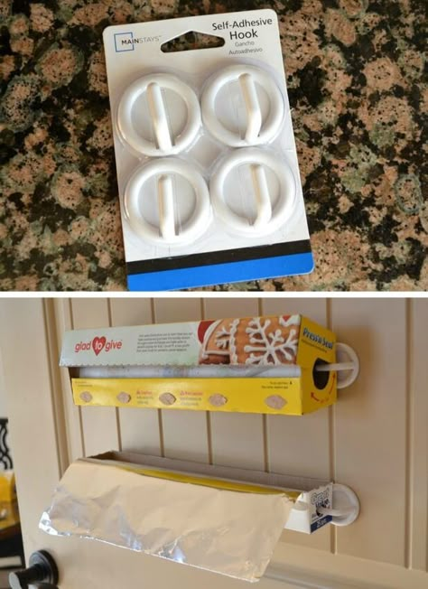 plastic wrap holder by Ask Anna Diy Organizer, Astuces Diy, Organisation Hacks, Kitchen Hacks Organization, Diy Kitchen Storage, Simple Budget, Diy Camper, Clever Hacks, Pantry Organization