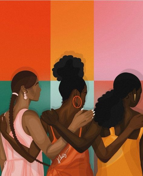 Black Women Sisterhood, Black Sisterhood Aesthetic, Sisterhood Painting, Bhm Art, Sisterhood Illustration, Sisterhood Aesthetic, Black Sisterhood, Sisterhood Quotes, Black History Month Art