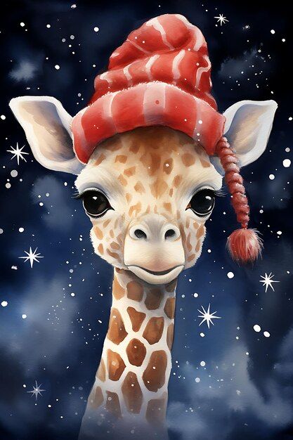 Funny Christmas Animals, Drawing Ideas For Christmas, Christmas Pictures To Draw, Giraffe Images, Xmas Drawing, African Christmas, Winter Christmas Scenes, Cartoon Giraffe, Animals Christmas