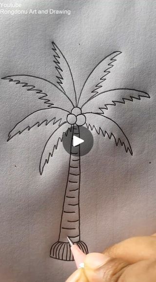 Coconut Tree Painting, Coconut Tree Drawing, Art And Drawing, Color Painting, Tree Drawing, Coconut Tree, Simple Art, Tree Painting, Drawing Art