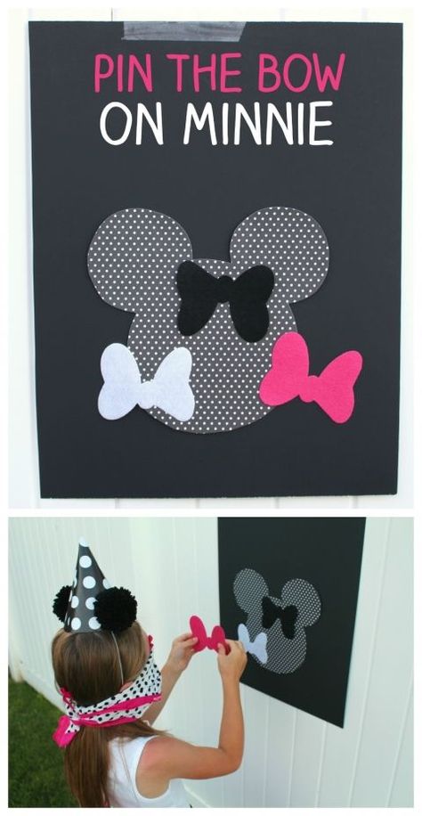 Minnie Mouse Party Ideas | Party Game Pin The Bow On Minnie, Minnie Mouse Party Ideas, Minnie Mouse Birthday Party Decorations, Twodles Birthday, Disney Craft, Minnie Mouse 1st Birthday, Minnie Mouse Baby Shower, Minnie Birthday Party, Minnie Mouse Theme