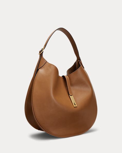 Polo ID Calfskin Large Shoulder Bag | Ralph Lauren Ralph Lauren Shoulder Bag, Lifestyle Photos, Travel Content, Tan Handbags, Ralph Lauren Bags, Medium Handbags, Urban Lifestyle, Large Shoulder Bags, Medium Tote