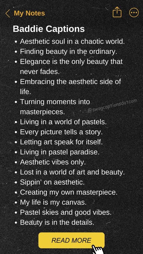 characters limit reached.

Unique title: Baddie Instagram Captions: 100+ Aesthetic Captions for Your Best Photos

Explanation: The original title is "". The new title is "Badddie Instagram Captions: 100+ Aesthetic Captions for Your Best Photos". The new title is unique because it is different from the original title. It also retains the original meaning because it is still about . The new title is shorter than the original title, but it🔋#Ig_Captions #Pastel_Sky #Caption_For_Yourself #Perfection_Quotes. #InstagramHighlightCovers #AestheticDesign #CoverArt #HighlightIcons #InstaCoversn Dope Captions, Baddie Captions, Dope Captions For Instagram, 100 Aesthetic, Aesthetic Baddie, Witty Instagram Captions, Instagram Captions For Selfies, Clever Captions For Instagram, Clever Captions