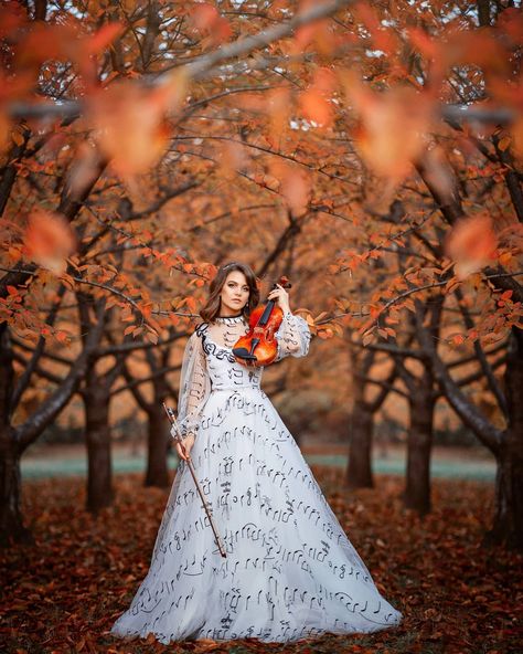 Violin Pics, Violin Photography, Music Photoshoot, Senior Pictures Music, Fall Songs, Flower Costume, Classical Musicians, Architecture Sketchbook, Fairytale Photography