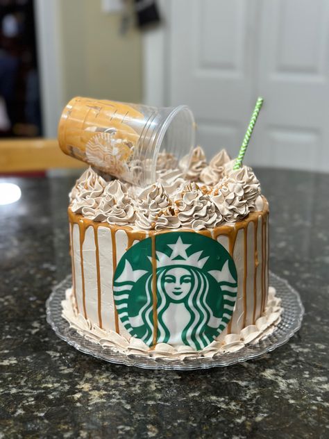 Coffee Themed Cake, Starbucks Birthday Party, Starbucks Cake, Starbucks Birthday, Daybed Room, 10 Cake, Realistic Cakes, Birthday Cakes For Teens