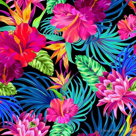 Diseño Hibiscus Pattern, Motif Art Deco, Art Tropical, Plant Drawing, Tropical Art, You Mad, Colorful Artwork, Love Wallpaper, Wallpapers Vintage