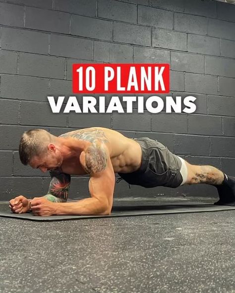 Jay T. Maryniak on Instagram: "10 plank variations to add to your arsenal✅  The plank can be a good exercise for building core strength if done properly✅  There are also a number of pretty cool variations that will take the already beneficial standard plank to the next level to keep your training interesting✅  If you have a hard time feeling planks in your core and you feel like your shoulders burn out way before your core, check out my plank tutorial on YouTube✅  1️⃣Side to Side Plank Walk 2️⃣Plank Swimmers 3️⃣Plank Reaches 4️⃣Plank to Extended Plank 5️⃣Single Arm Plank 6️⃣Twisting Plank 7️⃣Plank Bird Dogs 8️⃣Front to Back Plank Walk 9️⃣Plank Spider Knees 🔟Weighted Plank  #core #corestrength #abs #abworkout #coreworkout" Plank Variations Workout, Plank Tutorial, Weighted Plank, How To Do Planks, Plank Variations, Body Build, Fit App, Plank Exercises, Plank Challenge