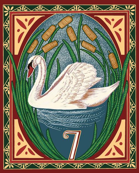 Seven swans a swimming completed! 5 more to go, and the next days are character illustrations , so should be a great challenge! #creativegold #jehane #12daysofchristmascollection #signatureartstyle #procreateillustration #womenillustrators #christmasdecor #greetingcards #nostalgicart #myart #handrawn #noaiart #christmasportfolio Seven Swans, Nostalgic Art, 12 Days Of Christmas, Swans, Next Day, 12 Days, Character Illustration, Art Style, The Next