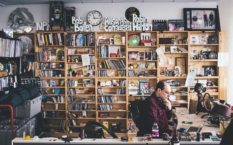 NPR Music Tiny Desk Book Loft, Npr Tiny Desk, Stephen Thompson, Industrial Music, Glen Echo, Tiny Desk, Tiny Desks, Streaming Music, New Bedroom Design