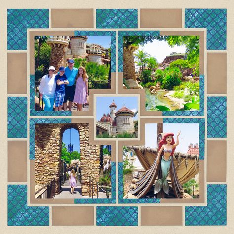 Photo Collage Board, Mosaic Moments, Cruise Scrapbook, Scrapbook Design Layout, Beautiful Scrapbook Layouts, Disney Scrapbooking Layouts, Picture Layouts, Vacation Scrapbook, Disney Scrapbook Pages