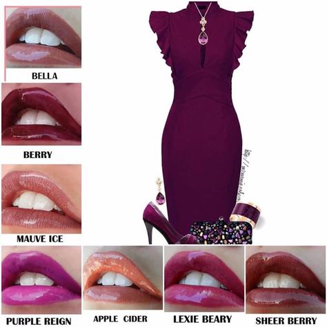 Lipstick With Purple Dress, Lipstick Guide, Lipstick Dress, Dark Purple Dresses, Wine Colored Dresses, Lipstick For Dark Skin, Blue Colour Dress, Senegence Makeup, Simple Makeup Tips