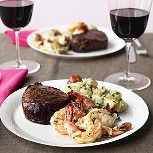 Roasted Fingerling Potatoes, Steak And Shrimp, Parsley Potatoes, Valentine Dinner, Steak House, Greensboro Nc, Birthday Dinner, How To Cook Steak, Date Dinner