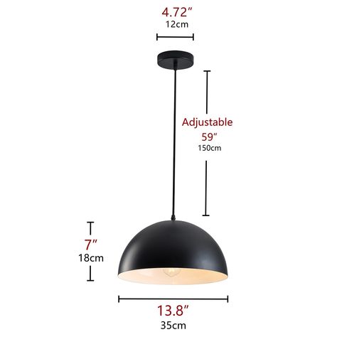 Black 13.8 inches Metal Dome Modern Pendant Light Fixture - Bed Bath & Beyond - 38235238 Black 13, Modern Pendant Light, Lighting Store, Modern Pendant, Light Fixture, Bed Bath Beyond, Bed Bath, Light Fixtures, Bed Bath And Beyond