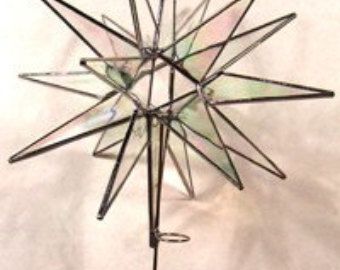 18 Point Moravian Star Tree Topper by glassartbyjoe on Etsy Xmas Tree Toppers, Moravian Star, Manzanita Tree, Stained Glass Studio, Star Tree, Christmas Tree Star, Stained Glass Jewelry, Star Tree Topper, Stained Glass Christmas