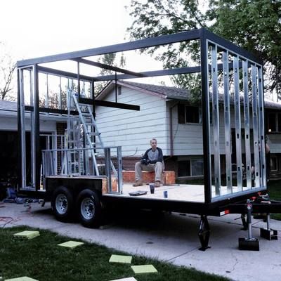 Tiny House Architecture, Loft Storage, Mobile Home Living, Tiny House Trailer, Modern Tiny House, Tiny House Movement, House Architecture, House Elevation, Mini House