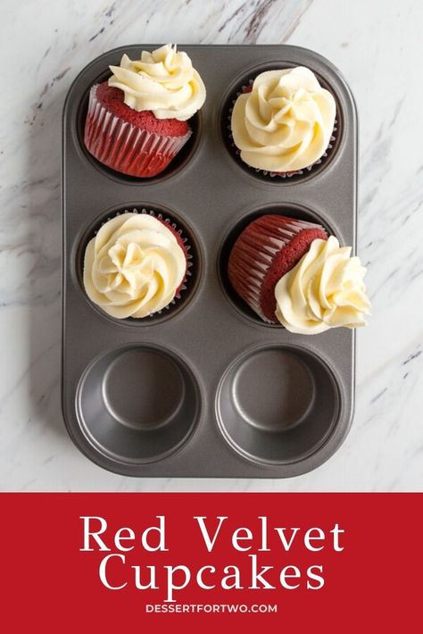 Small Batch Red Velvet Cupcakes, Cupcakes Photography, Fun Wedding Cake, Small Batch Cupcakes, Quick Cinnamon Rolls, Red Velvet Cupcakes Recipe, 4 Cupcakes, Cupcakes Red Velvet, Cupcake Photography