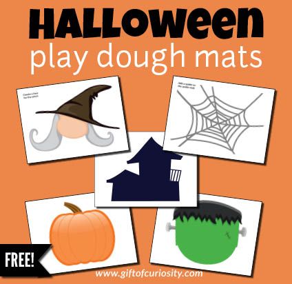 These free printable Halloween play dough mats stimulate creative, imaginative Halloween play that develops children's fine motor skills. Halloween Kindergarten Centres, Pumpkin Playdoh Mats, Halloween Play Dough Mats, Halloween Prek Activities Free, Free Halloween Playdough Mats, Halloween Play Doh Mats, Click Clack Boo Activities, Halloween Provocations, Halloween Playdough Mats