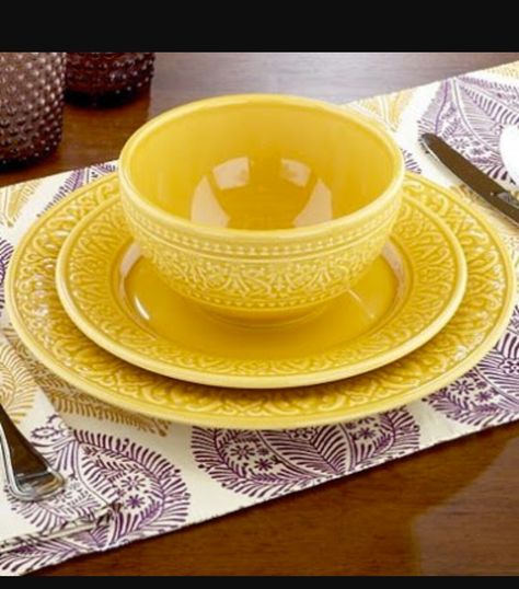 Yellow Dishes, Yellow Dinnerware, Candle Maker, Yellow Kitchen, Thanksgiving Table Decorations, Mellow Yellow, World Market, Dinner Sets, Kitchen Items