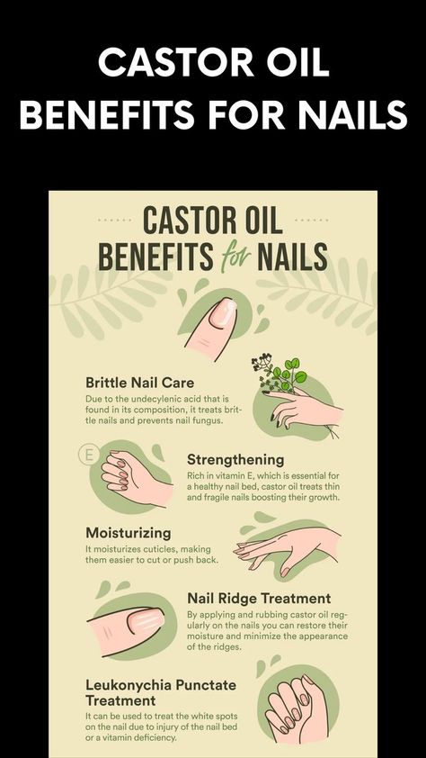 CASTOE OIL BENEFITS FOR NAILS BEAUTY Coconut Oil Nails, Gel Nail Art Ideas, Cute Nails Black, Nail Ridges, Nail Growth Tips, Grow Nails Faster, Food Nails, Natural Oils For Skin, Natural Nail Care