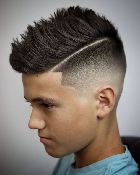 Kids Mohawk Haircuts: For Boys + Girls Boys Euro Hawk Haircut, Fohawk Haircut Fade Kids, Boys Haircut Faux Hawk, Little Boy Mohawk Faux Hawk, Mohawks For Boys, Fohawk Boys, Faux Hawk Boy, Kids Faux Hawk Boy Hair, Fohawk Haircut For Boys