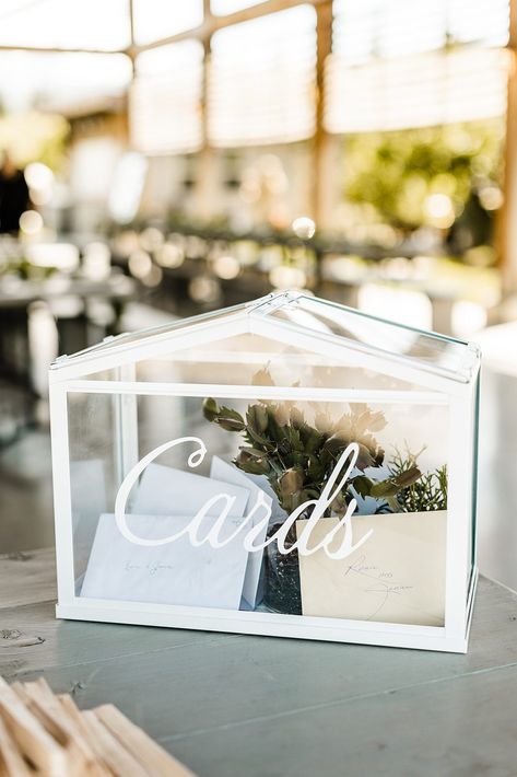 Greenhouse Card Box Wedding, Ikea Greenhouse Card Box Wedding, Terrarium Card Box Wedding, Wedding Card Box Table, Wedding Card Box Ideas, Terrarium House, Eco Friendly Wedding Ideas, Rustic Italian Wedding, Cottage Core Wedding