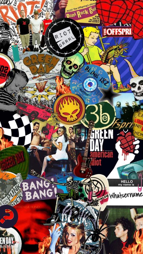 #greenday #blink182 #theoffspring #thirdeyeblind #punk #2000s #music Blink 182 Phone Wallpaper, Pop Punk Room, Pop Punk Aesthetic Wallpaper, Punk Background Wallpapers, Blink 182 Background, Punk Rock Background, The Offspring Wallpaper, Greenday Wallpapers, Pop Punk Wallpaper