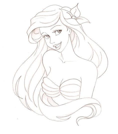 My sister drew this pic..... Ariel Sketch Disney, Easy Mermaid Tattoo, How To Draw Ariel, Princess Ariel Drawing, Ariel Sketch, Ariel Drawing, Sisters Drawing, Disney Drawings Sketches, Disney Paintings