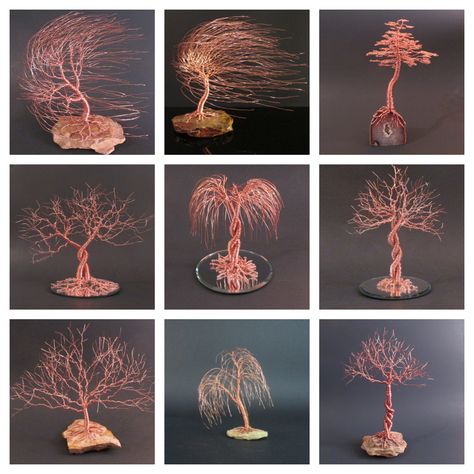 Shop unique copper wire tree sculptures on Etsy. Amazing gift idea for any occasion...  #copperanniversary #7thanniversary #anniversarygiftidea #wiretree #coppergift Metal Trees, Metal Tree Sculpture, Tree Gift Ideas, Copper Wire Tree, Copper Wire Crafts, Wire Projects, Bonsai Wire, Copper Wire Art, Copper Anniversary Gifts