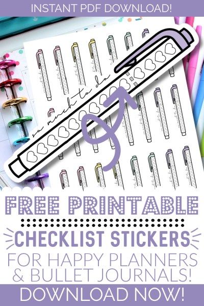 Stickers Organization, Happy Planner Free Printable, Checklist Planner, Happy Planner Printables, To Do Planner, Stickers For Planners, Free Printable Planner Stickers, Happy Planner Layout, Free Planner Stickers