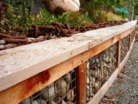 Wood Retaining Wall, Gabion Retaining Wall, Backyard Retaining Walls, Retaining Wall Design, Landscaping A Slope, Garden Retaining Wall, Gabion Wall, Stone Retaining Wall, Landscaping Retaining Walls