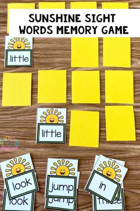 Are your little learners working on their sight words? Our FREE Sunshine Sight Word Memory Game is a fun way to help them review their words! #sightwords #kindergarten #memorygame Kindergarten Sight Word Games, Snap Words, Memory Match Game, Site Words, Sight Word Cards, Sight Word Games, High Frequency Words, Memory Games, Word Games