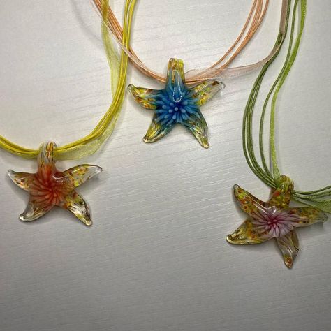 Glass Starfish Necklace, Seashell Necklaces, Beading Jewelery, Starfish Pendant, Ceramic Necklace, Starfish Necklace, Seashell Necklace, I Am So Happy, October 21