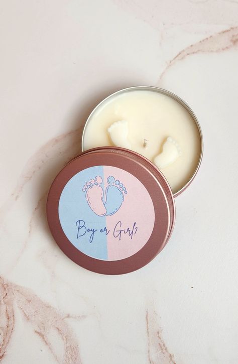 Boy Or Girl Gender Reveal, Gender Reveal Gifts, Girl Gender Reveal, Providence Ri, Tin Candles, Candle Containers, Gender Reveal, Boy Or Girl, Tin