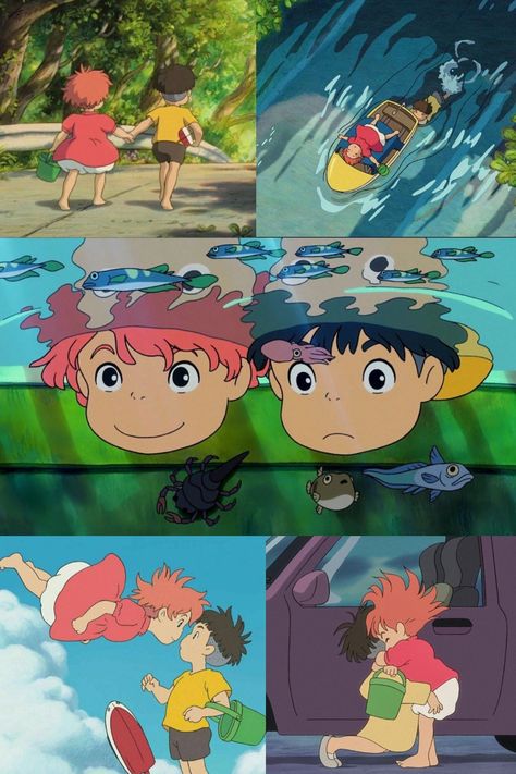 Ponyo And Sasuke Wallpaper, Ponyo X Sasuke, Ponyo Sasuke, Ponyo Mother, Ponyo And Sasuke, Kazuo Oga, Studio Ghibli Background, Nails Stiletto, Miyazaki