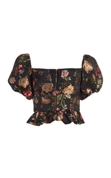 Andromache Floral Brocade Top By Markarian | Moda Operandi Brocade Top, Top With Puff Sleeves, Collar Jumper, 90s Skater, Casual Winter Outfits, Sneakers Outfit, 21 Days, Winter Casual, High Collar