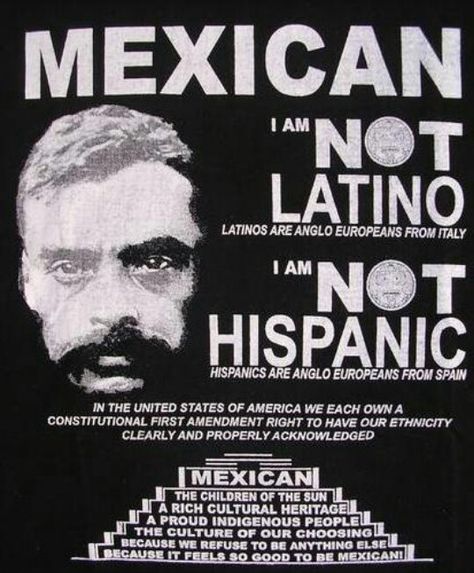 I am Mexican, not Hispanic, and not Latino Mexican American Culture, Mexican Quotes, Mexican Celebrations, Chicano Love, Mexican Revolution, Mexican Culture Art, Mexico History, Brown Pride, Mexican Heritage