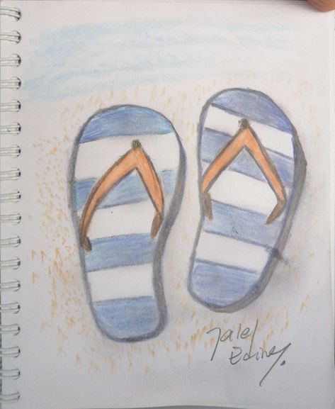 "Water, sand and flip flops" Pencil drawing by JalelEdine Art. Enjoy summer with daily new JalelEdine artworks. Greetings from Tunisia 🇹🇳 @jaleledineart #art #dailyart #artwork #jaleledineart #pencildrawing #enjoysummer #thongsandals Summer Drawings, Shoes Drawing, Enjoy Summer, Tunisia, Daily Art, Pencil Drawing, Pencil Drawings, Cute Drawings, Flip Flops