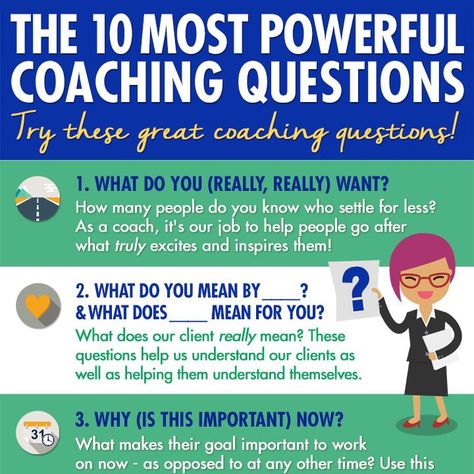 This fun infographic has 10 of the best coaching questions to inspire you and your clients! Created for you to share on social media. Fun Infographic, Business Coach Logo, The Life Coach School, Coaching Logo, Coaching Questions, Favorite Questions, Life Coaching Business, Coaching Skills, Parent Coaching