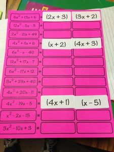 Factoring Activities, Polynomials Activity, Factoring Trinomials, Factoring Polynomials, High School Math Classroom, Teaching Algebra, School Algebra, Algebra Activities, Math Notebook