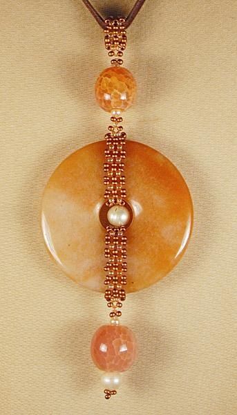 Orange donut pendant P160 by ~Fleur-de-Irk on deviantART Donut Bead Jewelry, Beaded Bails For Pendants, Orange Donut, Donut Jewelry, Washer Jewelry, Donut Pendant, Diy Collier, Beadwork Necklace, Wire Work Jewelry