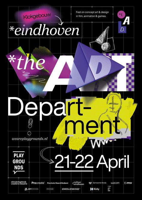 Buck’s rebrand for The Art Department festival is a refined ode to the messy design process Maximalism Design, Desain Buklet, Back Ground, Event Poster, Eindhoven, Typography Poster, Graphic Design Posters, Poster Template, Graphic Poster