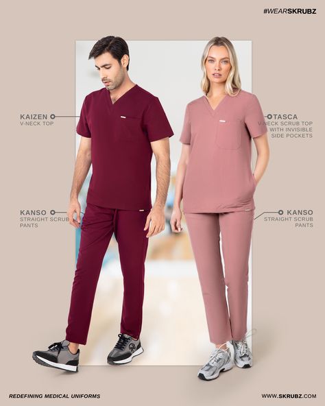 Pick Your Perfect Hue! Burgundy or Mauve #Skrubz #medicalUniform #aesthetic #surgeon #therapists #doctor #nurse #dentist #vets #Scrubs #vetnurses #nursingstudent #doctorblogger #doctorslife #cosmeticsurgeon #aestheticclinic #healthcare #nursingstudent #Birmingham #Manchester #leeds #wearSkrubz #london Maroon Figs Scrubs, Purple Scrubs Nurses, Aesthetic Surgeon, Burgundy Scrubs, Red Scrubs, Surgical Green Scrubs, Aesthetic Clinic, Medical Uniforms, Nursing Students