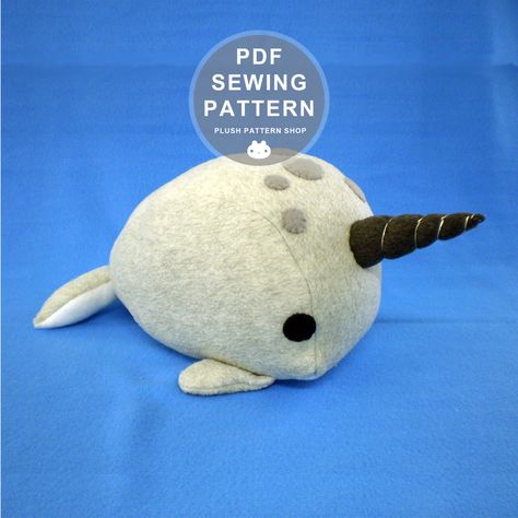 PDF Pattern - Narwhal Toy Sewing Plush Stuffed Animal Pattern by PlushPatternShop on Etsy https://www.etsy.com/listing/239495205/pdf-pattern-narwhal-toy-sewing-plush Narwhal Plush, Toy Sewing, Plushie Patterns, Sewing Stuffed Animals, Sock Animals, Toy Pattern, Plush Pattern, Narwhal, Cute Stuffed Animals