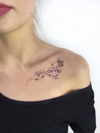 Under Collar Bone Tattoos, Instagram Tattoos, Cool Back Tattoos, Small Shoulder Tattoos, Wildflower Tattoo, Cool Chest Tattoos, Chest Tattoos For Women, Chest Piece Tattoos, Tattoo Artwork